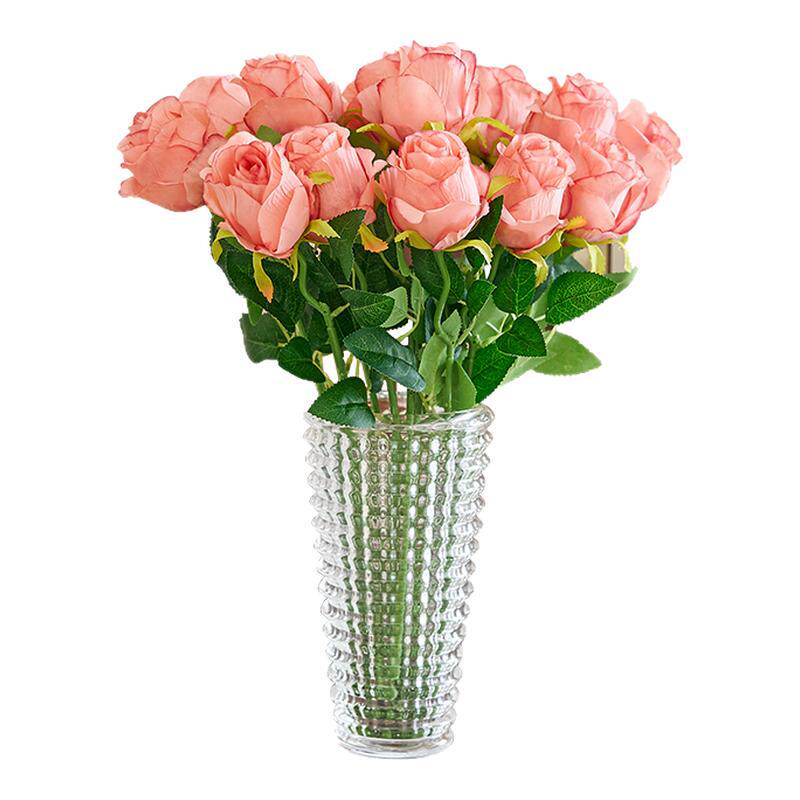 高档仿真玫瑰花假花客厅装饰花摆件餐桌花干花花束绢花摆设插花艺