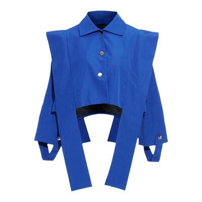 宽松复古单排扣长袖棉廓形短外套