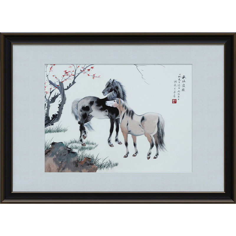 古艺苏绣精品马秋林双骏高端礼品