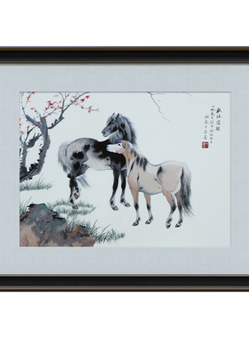 古艺苏绣精品马秋林双骏高端礼品
