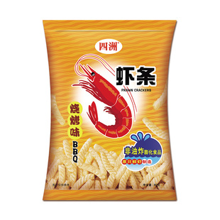 四洲非油炸儿童虾条原味鲜虾烧烤麻辣味网红薯条零食小吃休闲食品