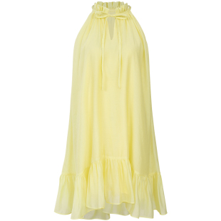 sincethen 翁青雅同款挂脖黄色吊带裙多巴胺穿搭裙子度假连衣裙女