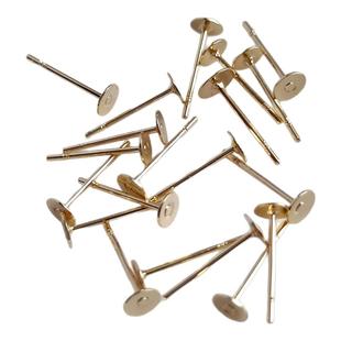 14K包金珠保色平托耳针手工耳饰diy饰品配件材料可粘珍珠托盘耳钉