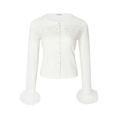 费尔岛印花针织开衫睡衣家居服女