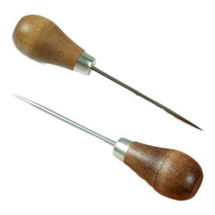 科灵木柄锥子千枚通短锥缝纫上鞋直锥皮革专用定位钻孔锥手工工具