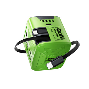 氮化镓充电器自带线多口PD快充头适用苹果华为小米Macbookair笔记本17proipad手机自带伸缩线typec口充电插头