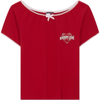 Tommy女装爱心印花花边修身T恤