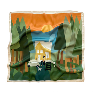 【艾梅利亚的旅行笔记】原创小方巾绑包包发带两用丝巾小领巾学生