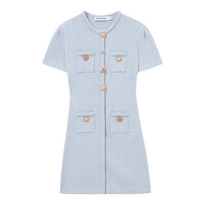 self-portrait针织短袖连衣裙