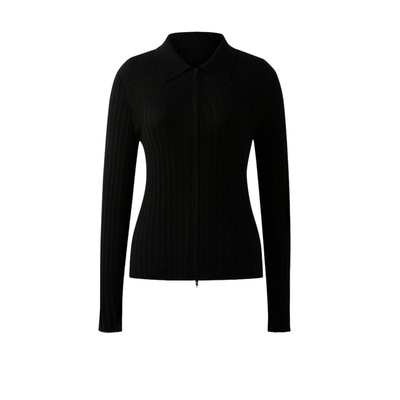 【可机洗羊毛】PRICH时尚polo翻领针织开衫冬新款修身毛衣女