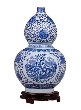 手绘青花花瓶摆件客厅中式工艺品