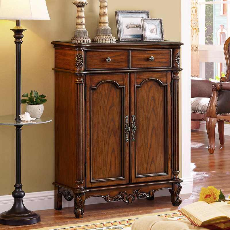 欧式实木鞋柜门厅柜玄关美式鞋柜高对开门门口大容量三四门储物柜