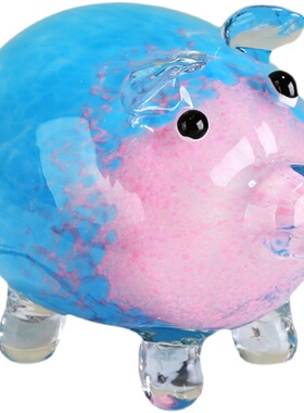 轻奢可爱幸福小猪动物琉璃摆件客厅样板间儿童房售楼处玄关装饰品