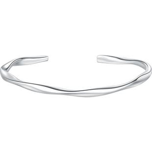 潮宏基随光足银手镯开口镯子手饰实心莫比乌斯环礼物xhs推荐