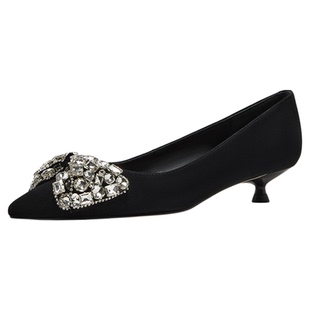 HGK云上蝶 重工水钻蝴蝶结通勤约会低跟高跟鞋小猫跟单鞋WAI03CQ5