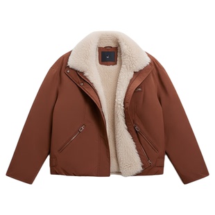 马克华菲鹅绒羽绒服女短款2026新款冬季复古毛领防风保暖加厚外套