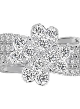 欧美夸张四叶草三合一水晶戒指