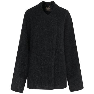 仿羊驼长绒休闲呢子大衣