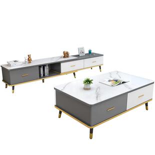 电视柜现代简约轻奢客厅组合北欧小户型钢化玻璃卧室伸缩电视机柜