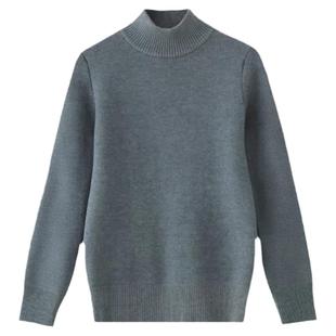 20024秋冬加绒毛衣女一体绒百搭加厚半高领套头打底针织衫保暖衣