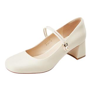 【甜梦少女】DFuse迪芙斯法式优雅玛丽珍单鞋女双带饰扣粗跟圆头
