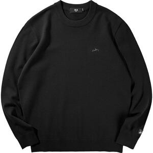 HLA/海澜之家山不在高含羊毛针织衫25秋冬新远红外圆领黑色毛衣男