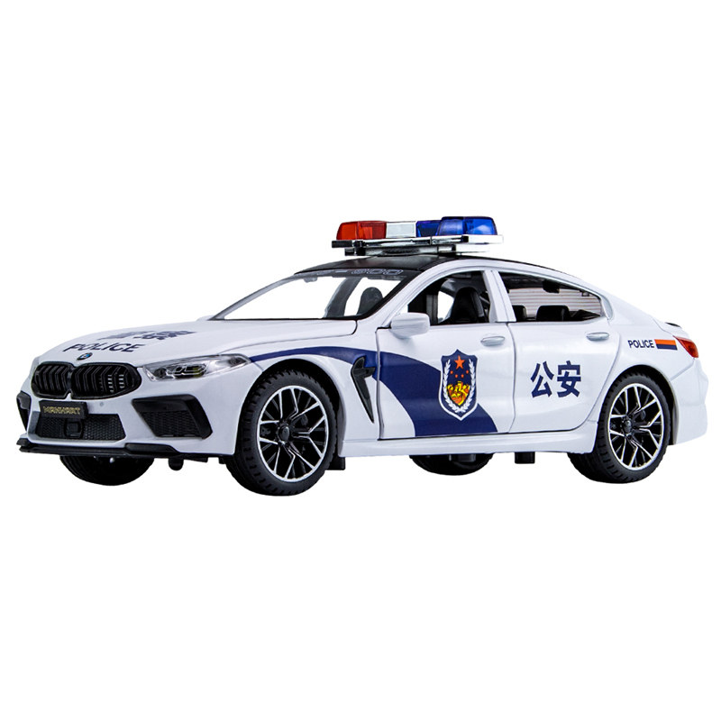 124大号宝马M8警车合金车模玩具