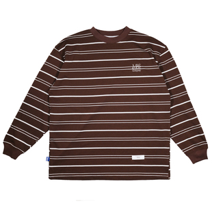 Masterape秋冬季新款纯棉300克重磅刺绣LOGO宽松杠条纹长袖T恤