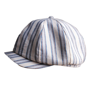 小野商 日系复古条纹八角帽春夏鸭舌帽子女英伦雅痞报童帽前进帽