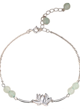 好运莲莲东陵玉手链女款纯银