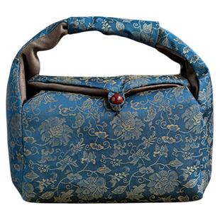 画续国风缠枝莲织锦茶布包高档茶具收纳包茶事包手提包旅行茶具包