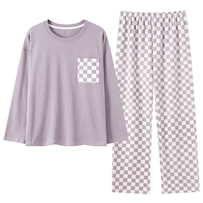 睡衣女款春秋季纯棉大学生长袖宽睡衣/家居服套装