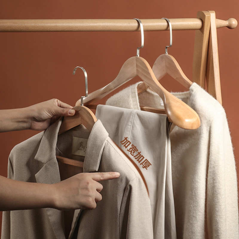 实木衣架家用无痕西装原木大衣服撑防滑宽肩衣架子挂荷木木制衣挂