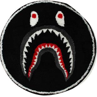 BAPE家居生活鲨鱼图案家用毛绒圆形地毯182032H