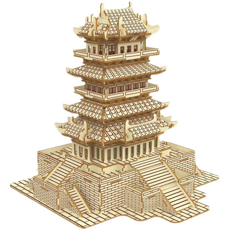 学生3d立体拼图黄鹤楼建筑模型