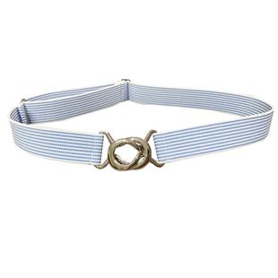 细天蓝色蓝白条纹女松紧腰带百搭配jk裙子牛仔裤弹力腰间简易皮带