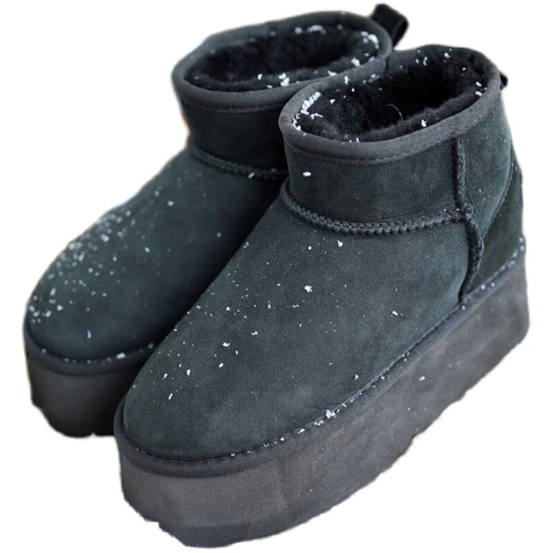 【内增高】增高10.5cm小萝莉的福音！羊皮毛一体隐形内增高雪地靴