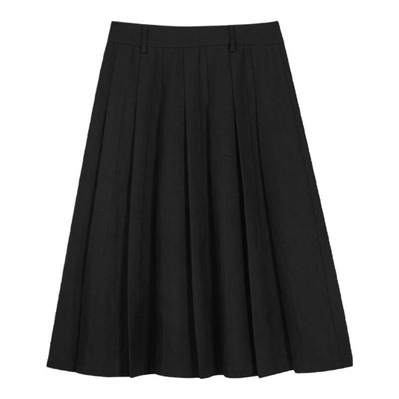 热风百褶半身裙热风春款女士百褶半裙高腰灰色JK日系学院风短裙