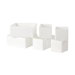 留存道思库布储物盒6件套白色布艺收纳盒实用环保面料PP板可水洗