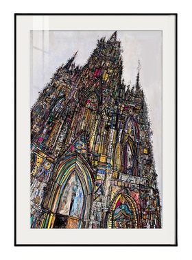 张长江版画圣殿玄关挂画潮画