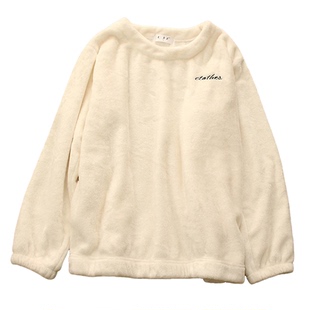 情侣睡衣上衣男冬季法兰绒女款秋冬季套头加绒加厚暖暖珊瑚绒家居