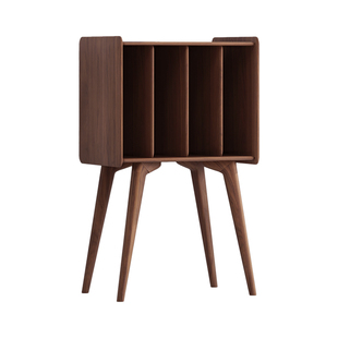 北美黑胡桃木黑胶唱机柜高端实木复古唱片机架多功能收纳展示柜