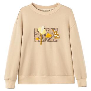 布景卫衣女春季新品植绒植物花卉图案圆领长袖宽松套头上衣0963