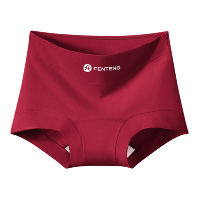 芬腾红色平角女士纯棉内裤