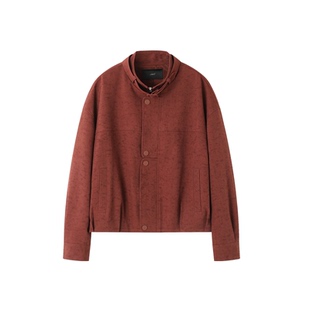 XWI欣未复古立领安可拉红花苞夹克外套女春宽松显瘦休闲百搭上衣