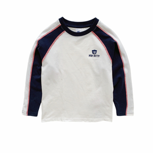 渺儿妈童品 男童长袖T恤春秋新款儿童拼接百搭上衣中大童打底衫潮