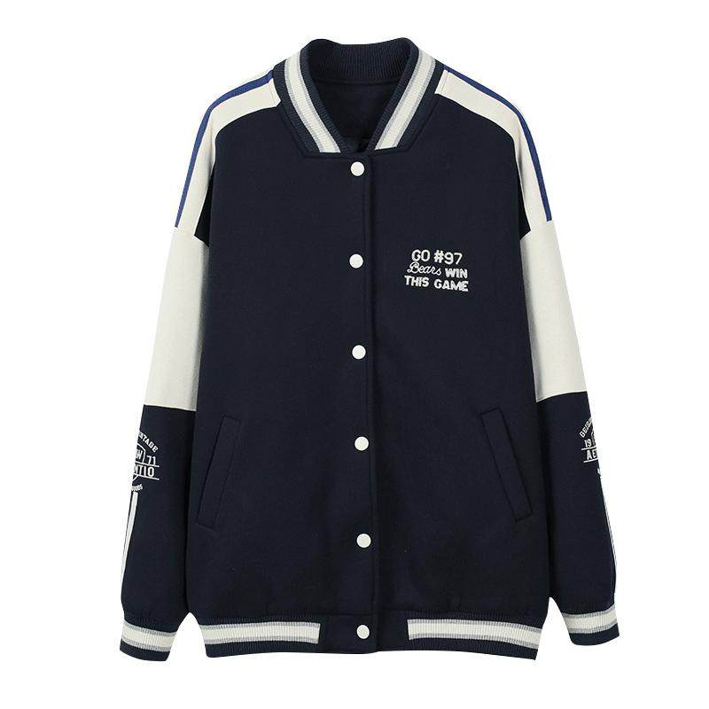 初中生休闲运动棒球服外套少女秋冬装大童高中学生开衫卫衣上衣女