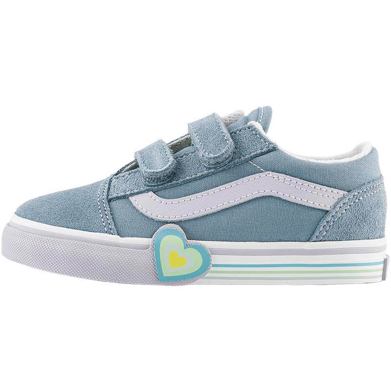 Vans范斯童鞋官方 Old Skool V Heart灰蓝色彩虹爱心小童板鞋