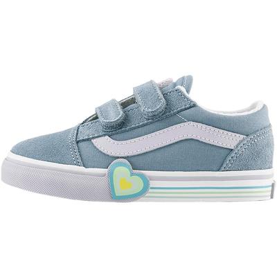 Vans范斯童鞋官方 Old Skool V Heart灰蓝色彩虹爱心小童板鞋