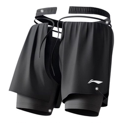 李宁运动速干短裤假两件